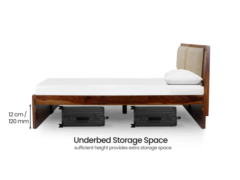 Vesta Solid Wood King Size Double Bed with 6 Inches Latex Foam Mattress